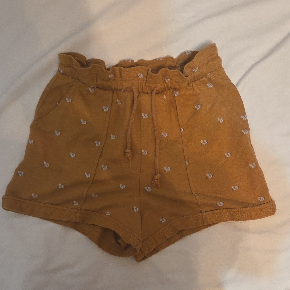Arizona Jean Company High Waist Mustard Floral Shorts